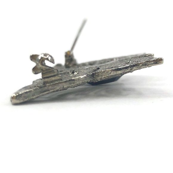 Vintage Butterfly Brooch Silver Tone with Black - Picture 7 of 10